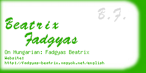 beatrix fadgyas business card